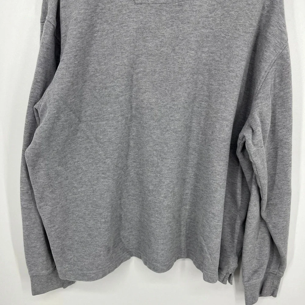 Chaps‎ Mens XXL Gray Ribbed 100% Cotton Quarter Zip Pullover Sweater Logo